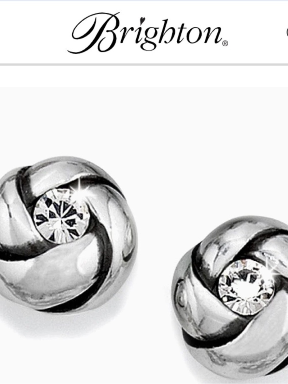 Brighton Silver-Tone Swirl Earrings with Clear Crystal Centers